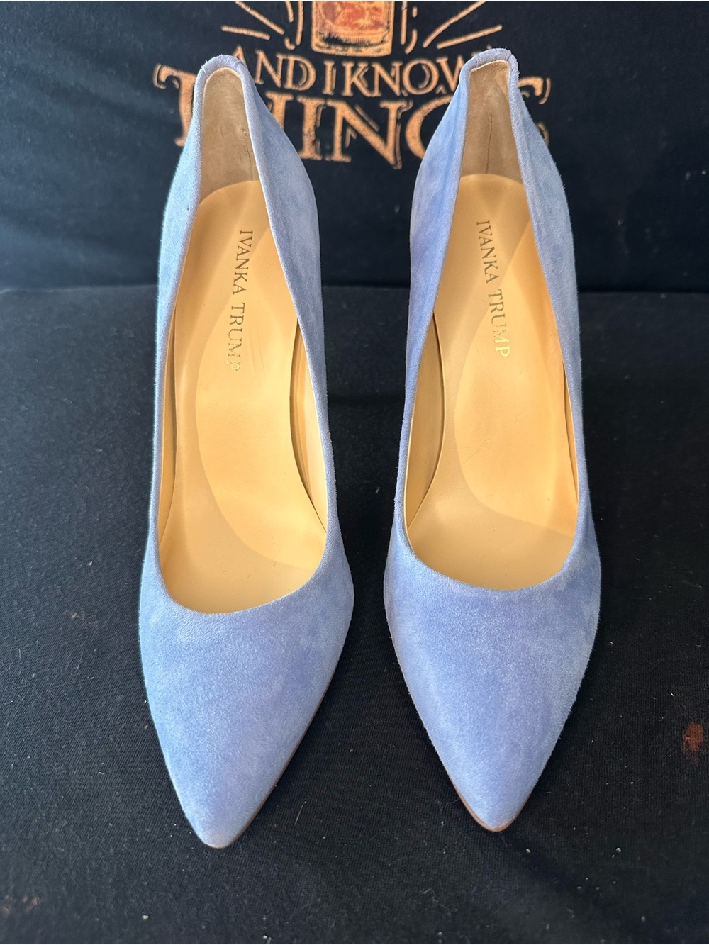 #14 Ivanka Trump Light Blue Suede Pointed Toe Pumps